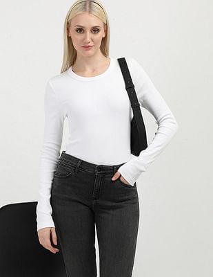 solid slim fit rib t-shirt