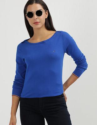 boat neck solid sweater