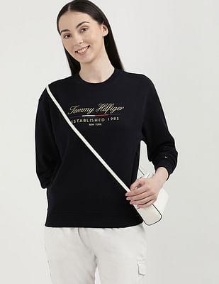 brand embroidered crew neck sweatshirt