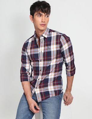 tartan check cotton casual shirt