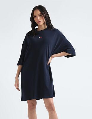 crew neck logo badge dress