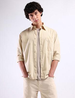 spread collar cotton shirt