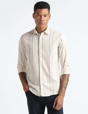 30's slub vertical stripe shirt