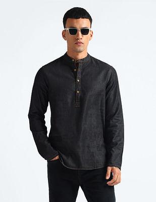 mandarin collar cotton shirt