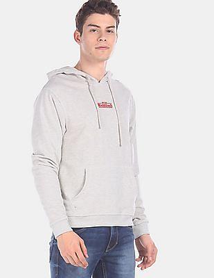 men light grey hood with drawstring heathered sweatshirt