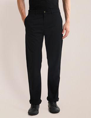 riley straight fit solid trousers