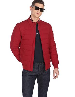 solid quilted high neck bomber jacket