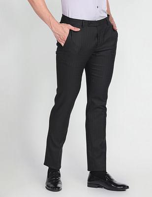 flat front check trousers