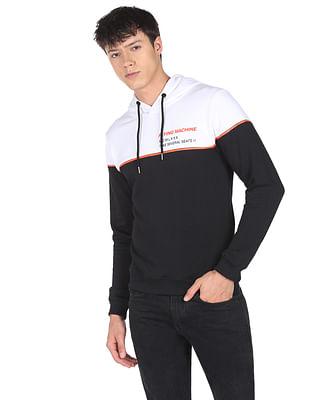 men white and black colour block hooded sweatshirt