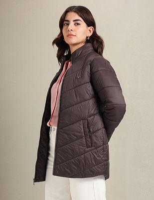 high neck longline puffer jacket