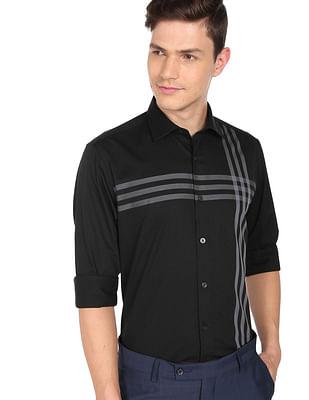 striped cotton regular fit evening shirt