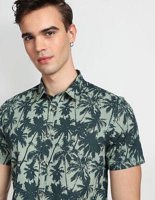 tropical print cotton casual shirt