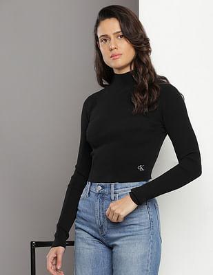 high neck long sleeve sweater