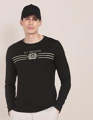 long sleeve brand print cotton t-shirt