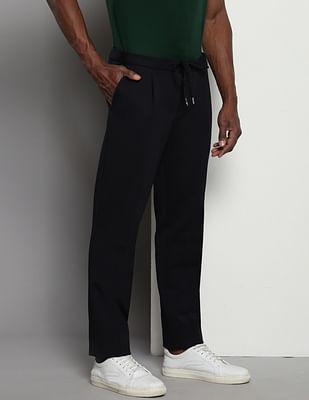 pleated front solid trousers