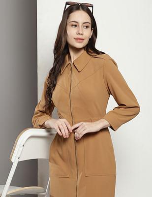 scuba crepe shirt dress