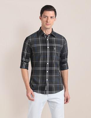 plaid check twill shirt