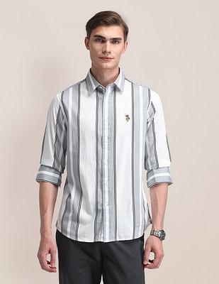 vertical striped twill shirt