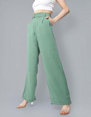 elasticised waist flared trousers