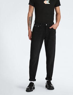 regular tapered fit cotton jeans