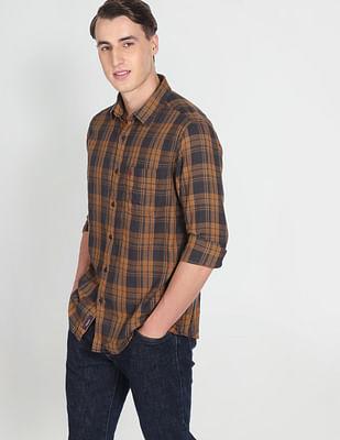 plaid dobby casual shirt