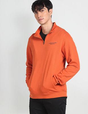 high neck solid sweatshirt