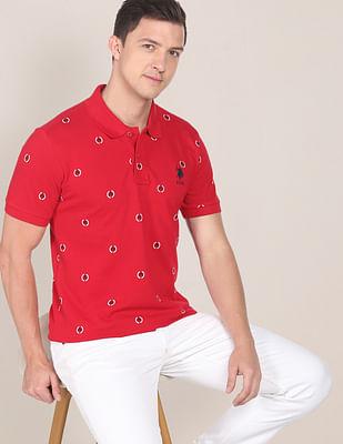 heritage print polo shirt