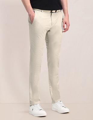 mid rise slim fit trousers