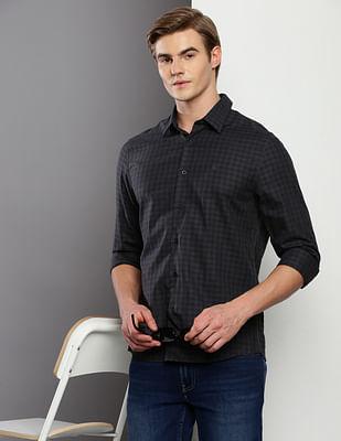 tonal check twill shirt