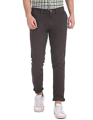 slim fit solid trousers