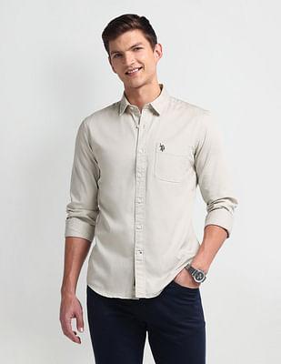 semi cutaway collar slim fit shirt