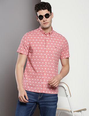 sustainable tropical print shirt