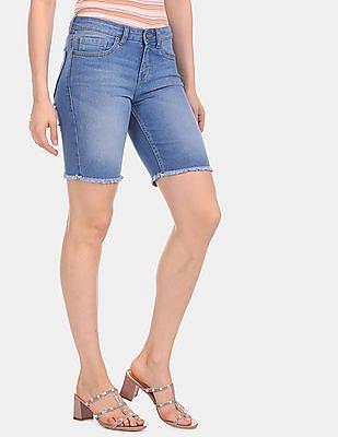 blue faded bermuda shorts