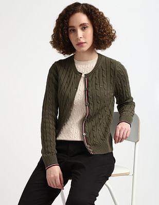 sustainable cotton cable cardigan