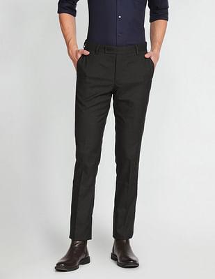 tailored regular fit solid formal trousers