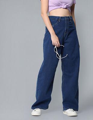 wide leg pleated baggy jeans