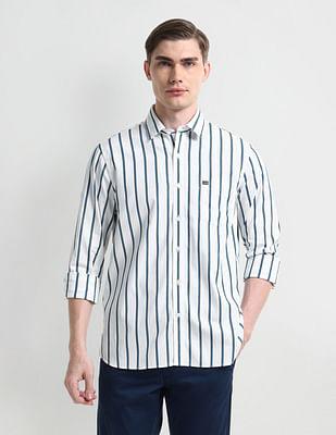 slim cotton vertical stripes shirt