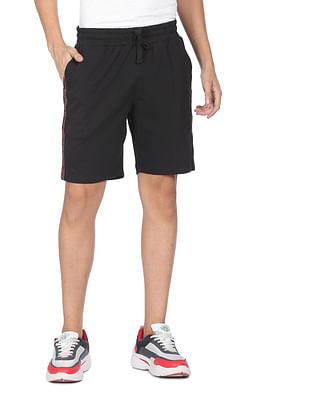 men black pure cotton brand tape shorts