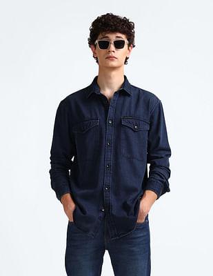 slim fit washed shirt