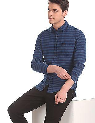 slim fit horizontal stripe shirt