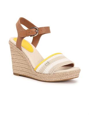 sustainable crochet wedge sandals