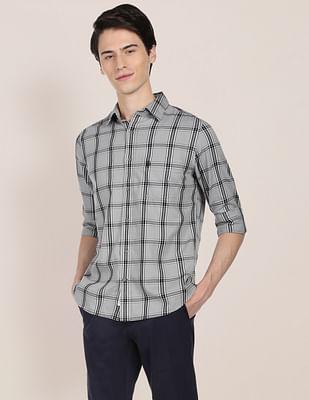 tartan check twill casual shirt