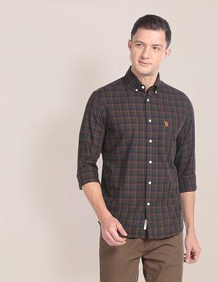 tartan check cotton twill shirt