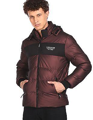 men wine stand collar detachable hood jacket