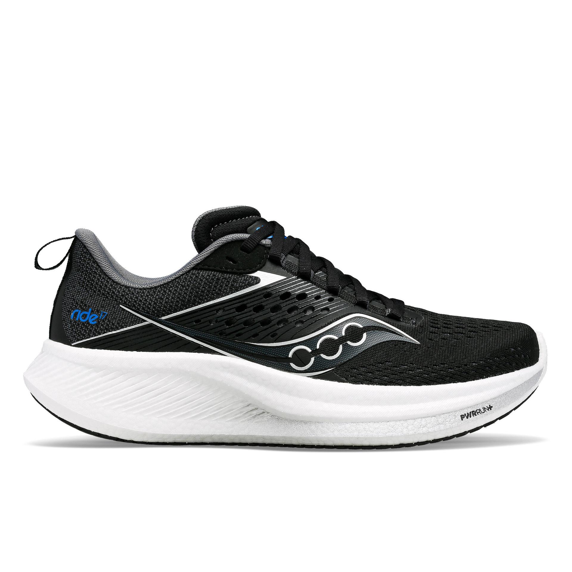 saucony men ride 17 running shoes black/white uk6