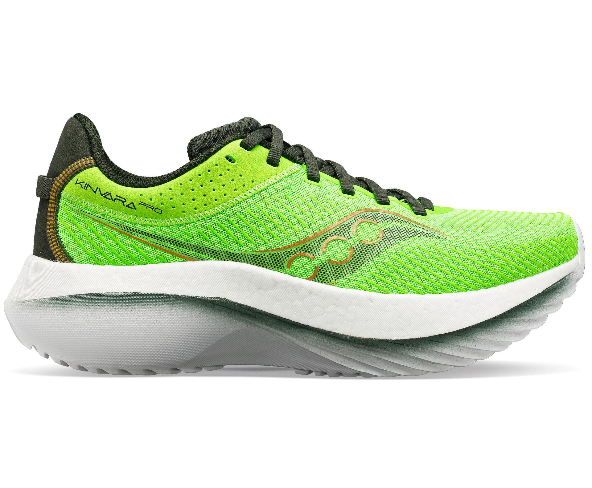 saucony men kinvara pro running shoes slime/umbra 7.5