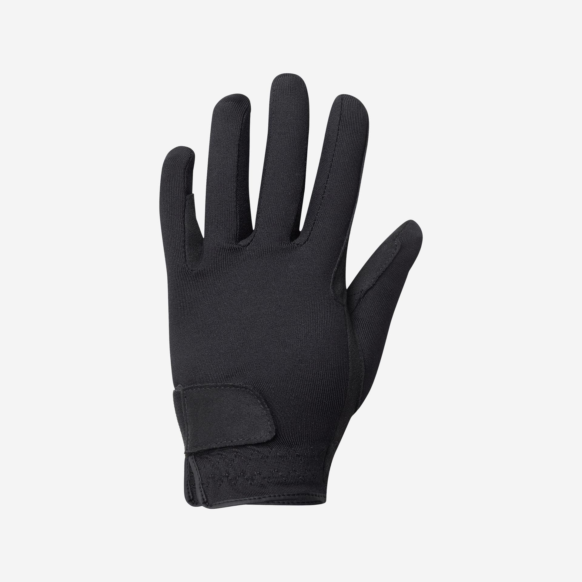 kids horse riding gloves basic black