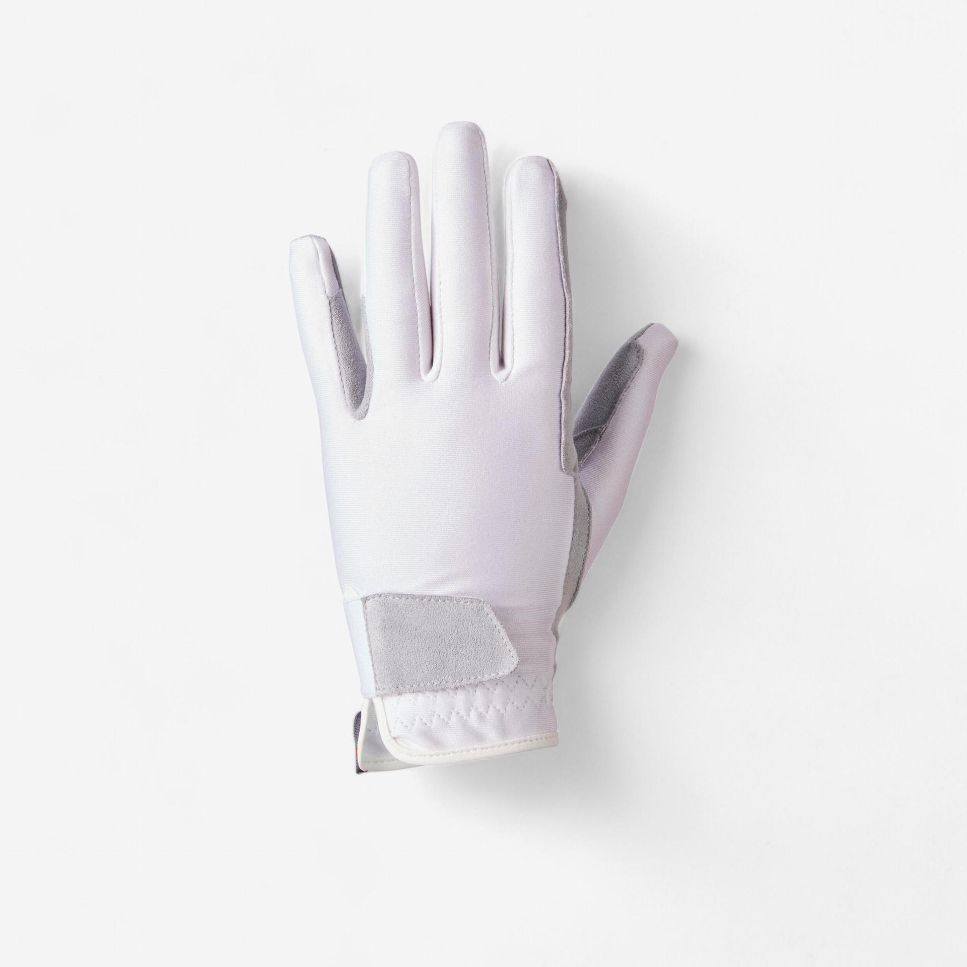 basic children's horse riding gloves - white