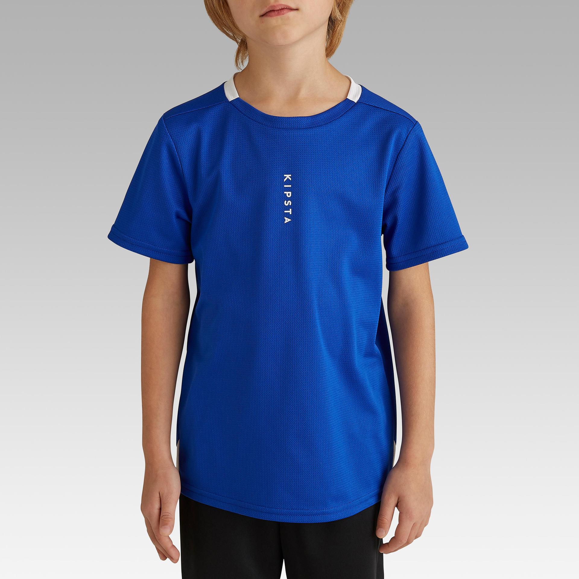 kids football jersey shirt f100 - blue