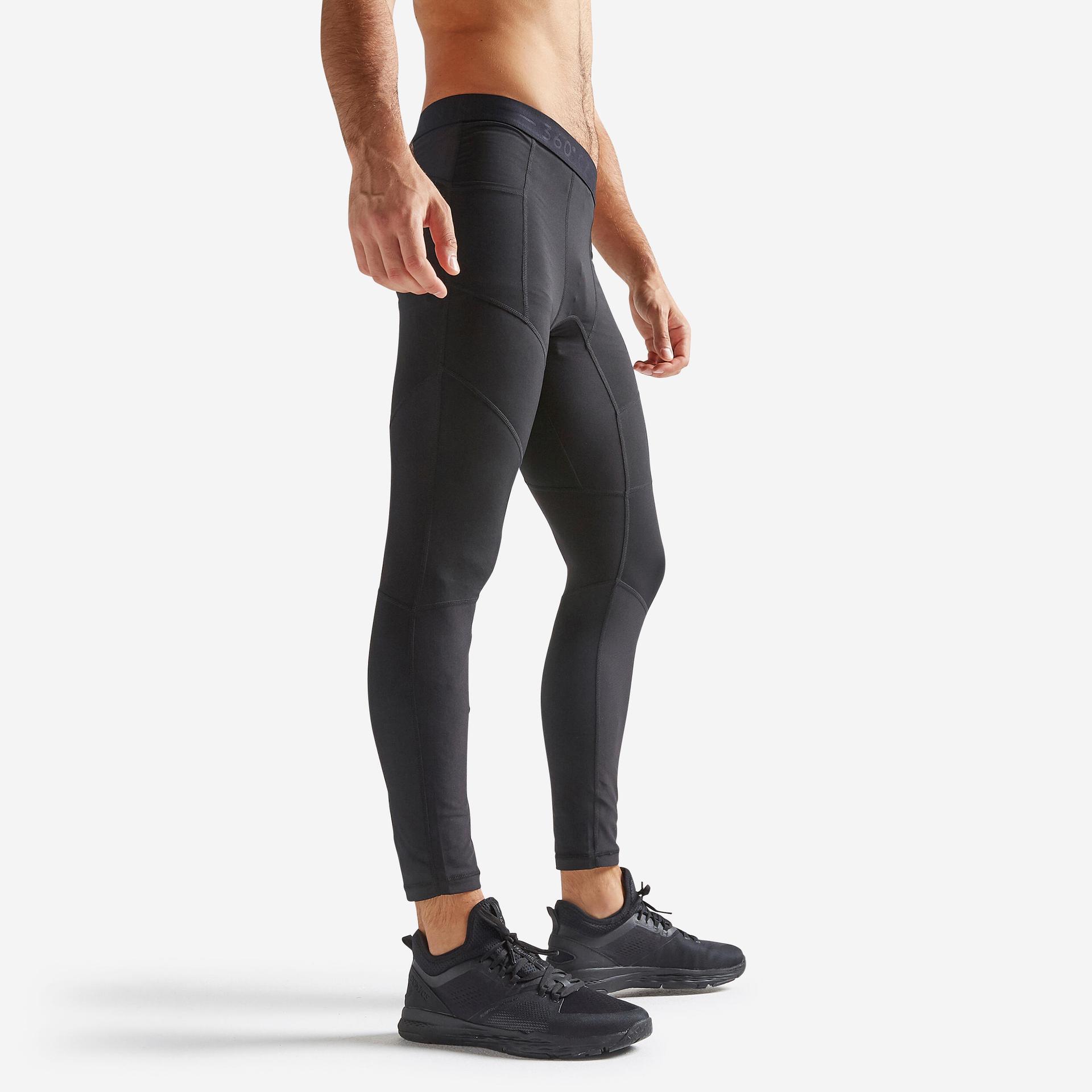 men gym tights polyester skin-fit black